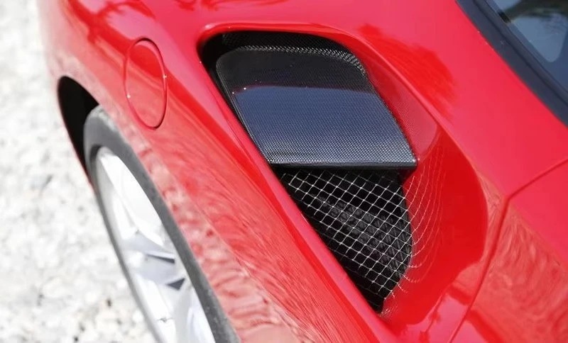 Dry Carbon Fiber Side Vents Trim Fit for 2015-2019 F488 GTB & Spider OE Style Side Air Vents Fins Replacement